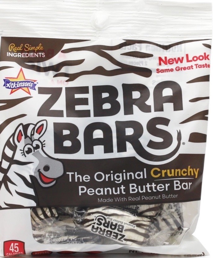 1-3oz Bag Atkinson’s ZEBRA BARS Original Crunchy Peanut Butter Bar Candy-SHIP24H
