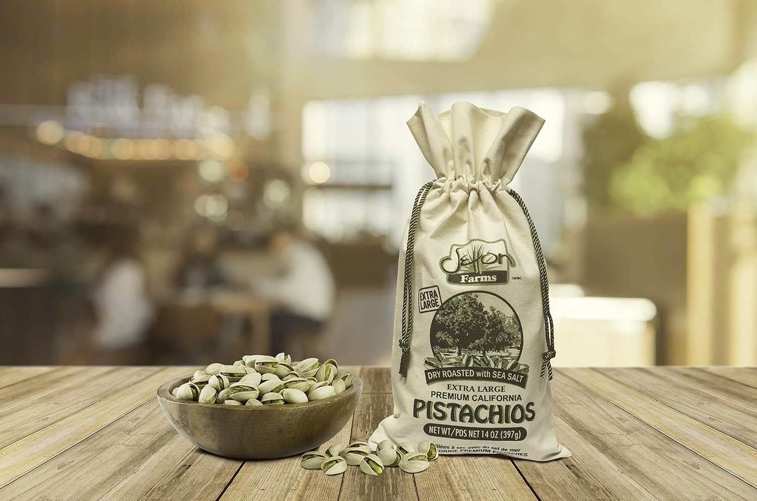 California Pistachios Dry Roasted with Sea Salt Burlap Large Gift Bag| 14 Ounce