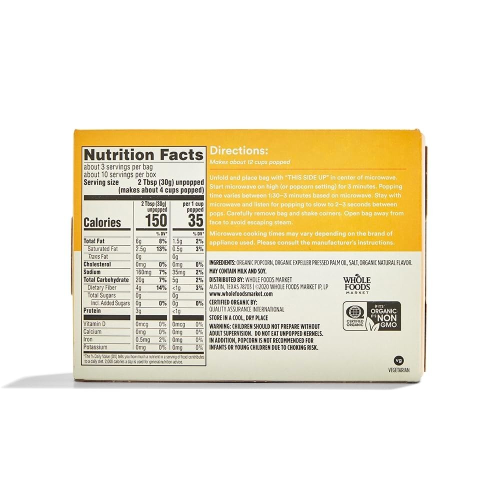 Convenient 10.5 Ounce Organic Microwave Popcorn – Made with Corn