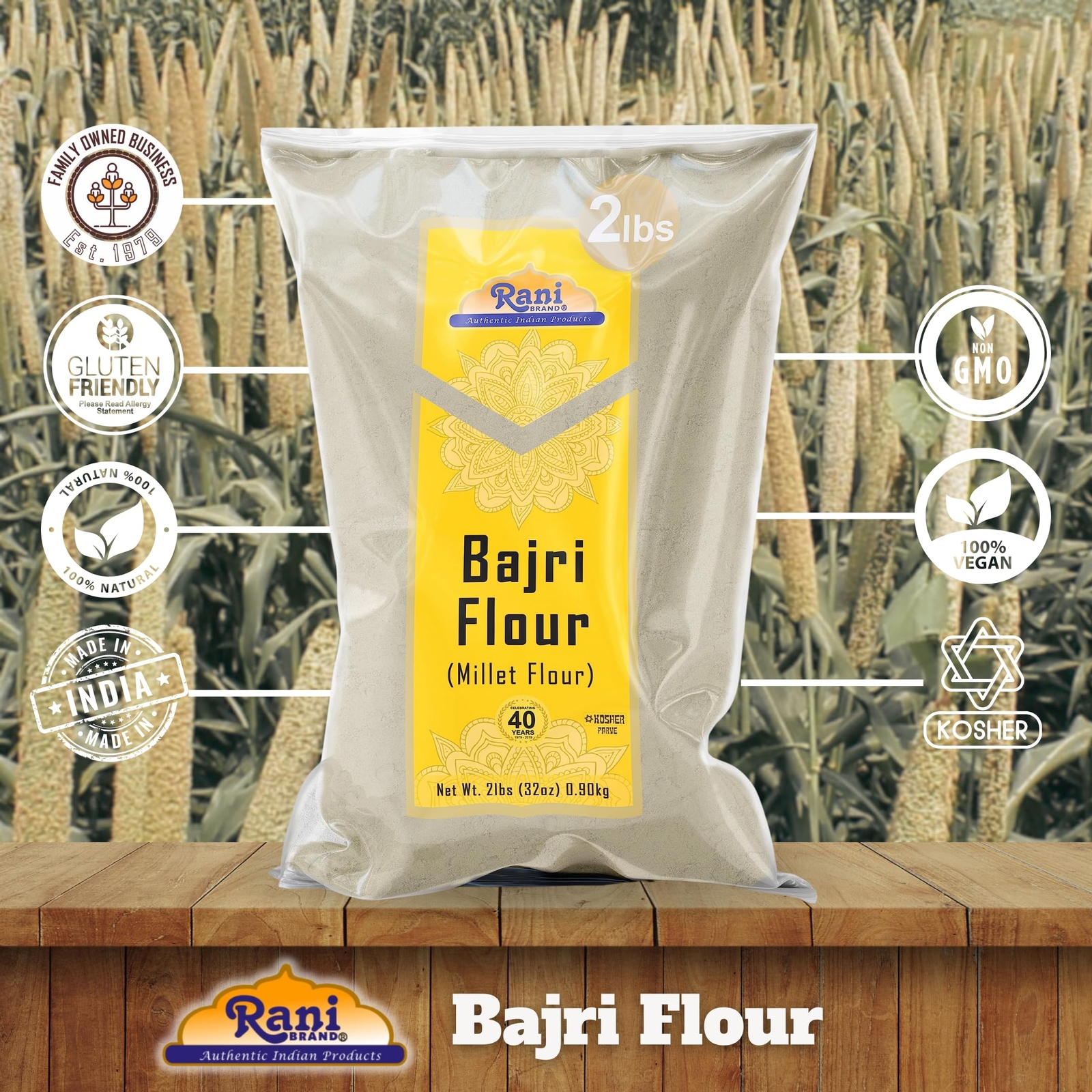 Rani Bajri Flour (Pearl Millet) 32oz (2lbs) 908g Bulk