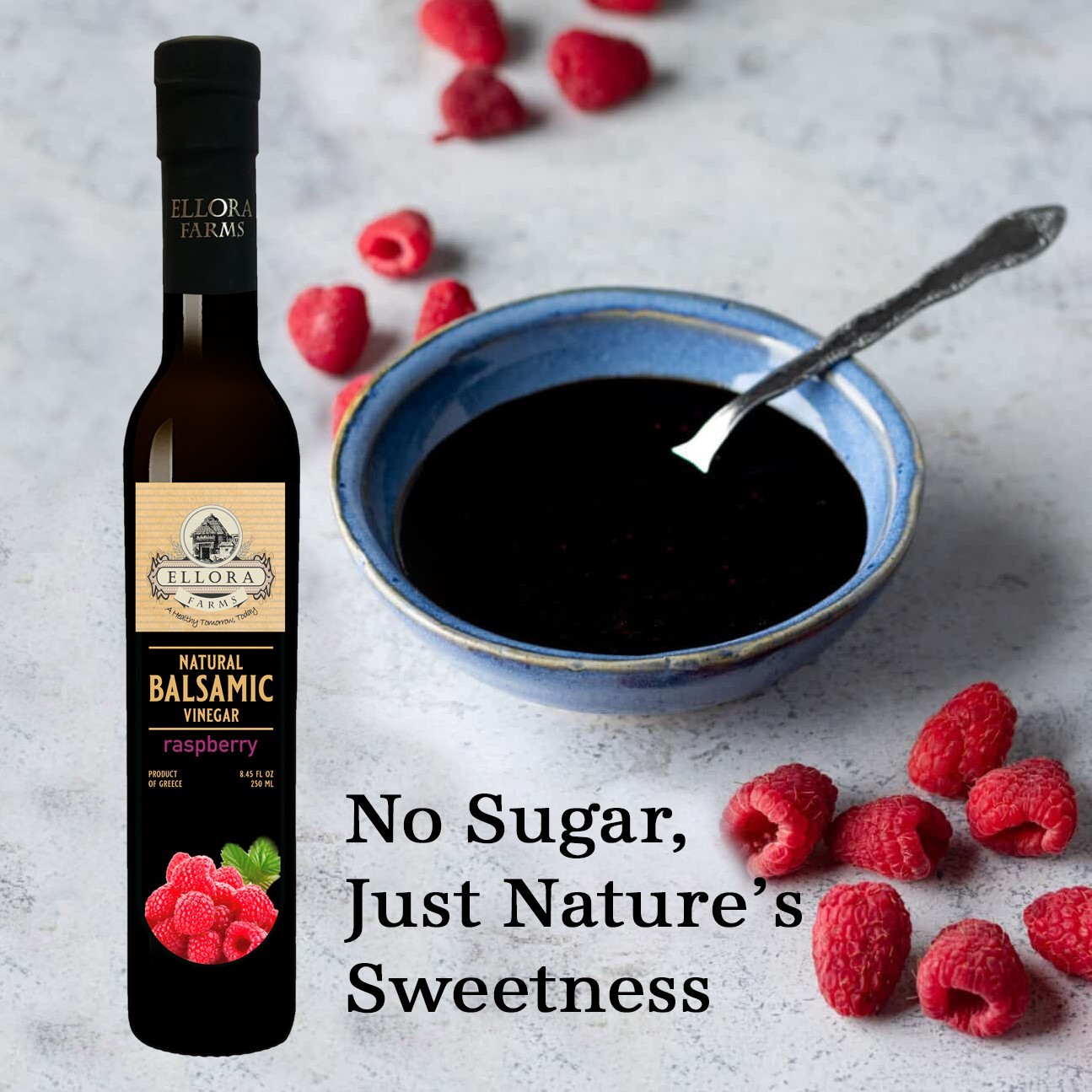 Raspberry Infused Balsamic Vinegar, Barrel Aged Thick, Glass Bottle, 8.45 oz
