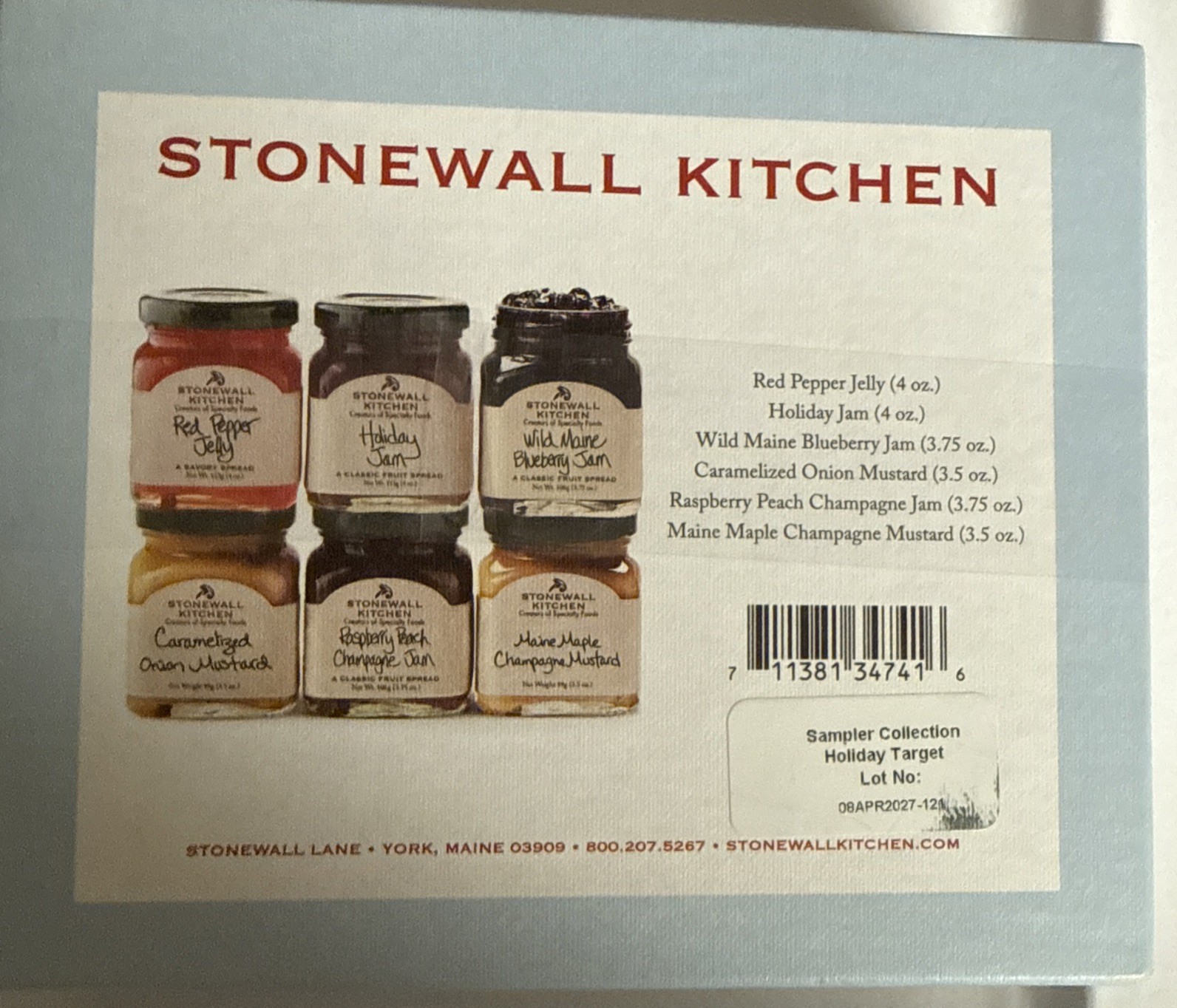 Stonewall Kitchen Sampler Collection Jelly, Jams, Mustard Boxed 1 Unit.