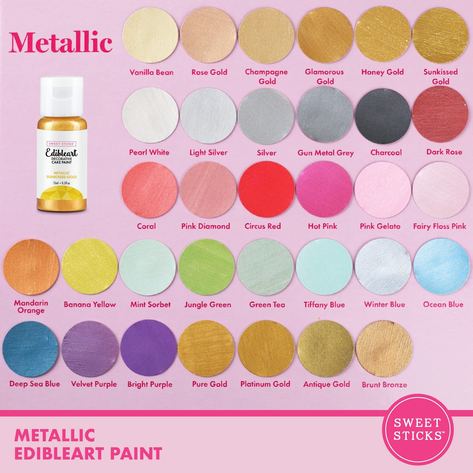 Edible Metallic Gold Cake Paint 0.5oz (15ml) – Decorative Art for Cakes