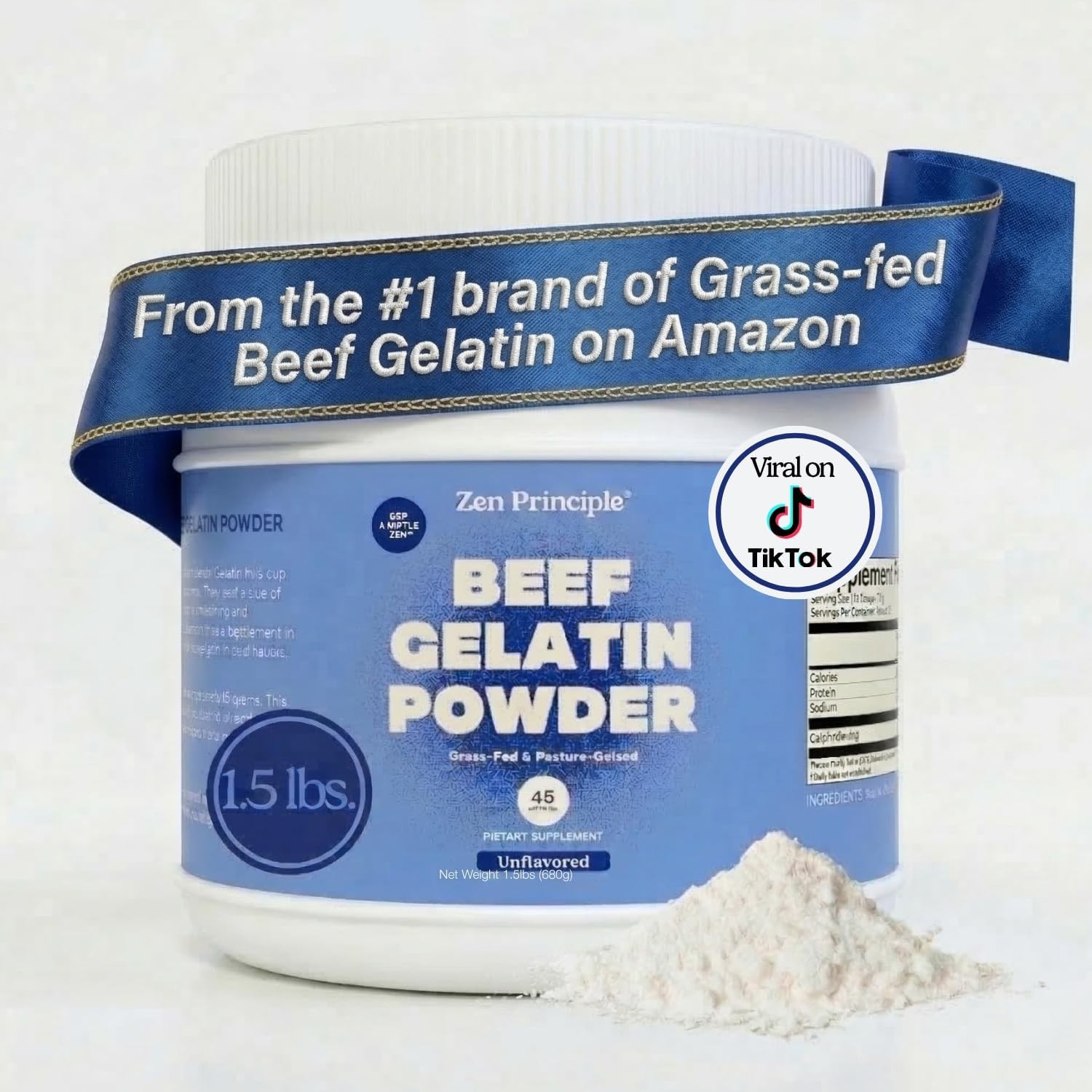 Grass-Fed Gelatin Powder, 1.5 lb. Custom Anti-Aging Protein for Healthy Hair,