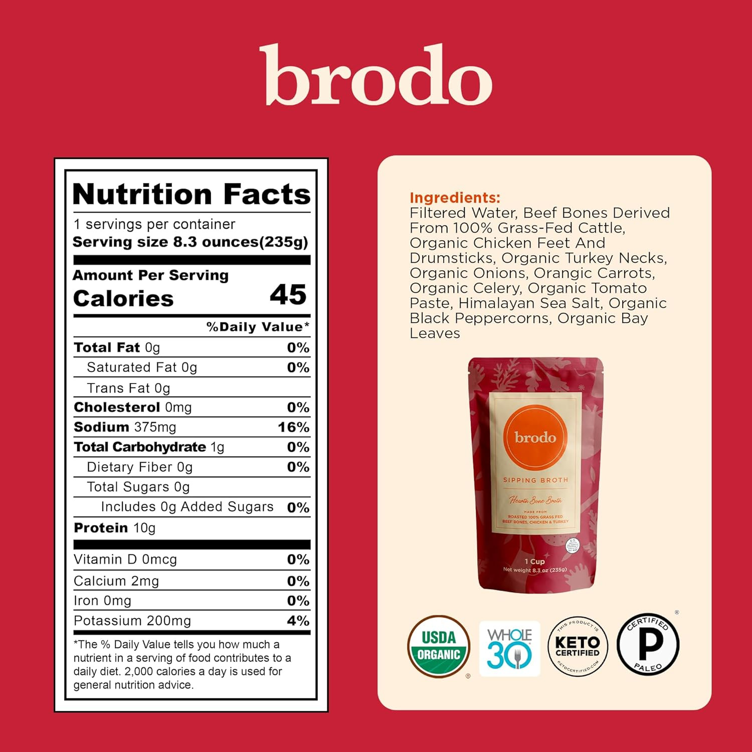 Brodo Broth Variety Pack | 1 Chicken, 1 Hearth, 1 Deeply Rooted, 1 Spicy Nonna,