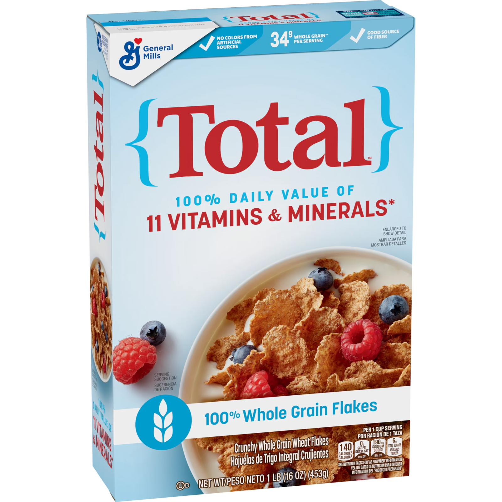 Total Breakfast Cereal, 100% Daily Value of 11 Vitamins and Minerals, 16 oz