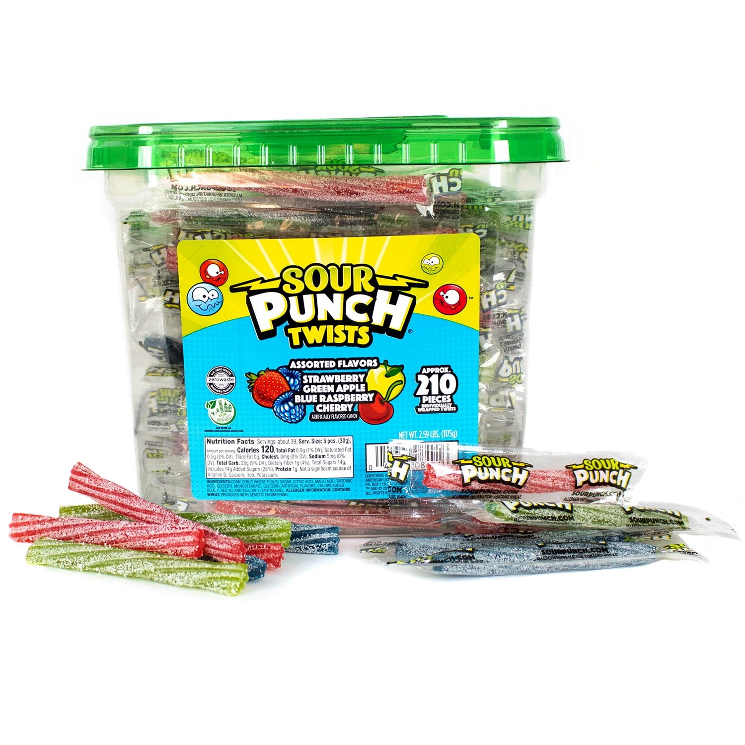 Twists Assorted Flavors Chewy Candy 210 Pieces 2.59 lb Jar