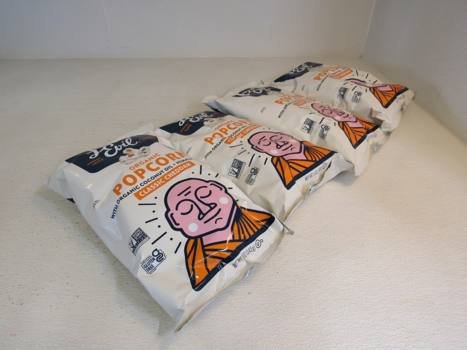 Lesser Evil Organic Popcorn 5 oz 4 Bags Classic Cheddar