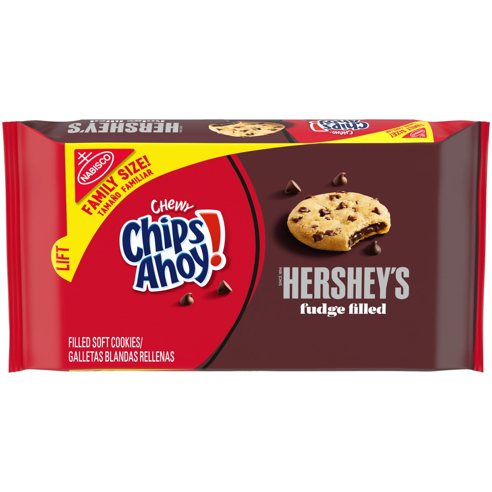 CHIPS AHOY! Chewy Hershey’S Fudge Filled Soft Cookies, Family Size, 14.85 Oz