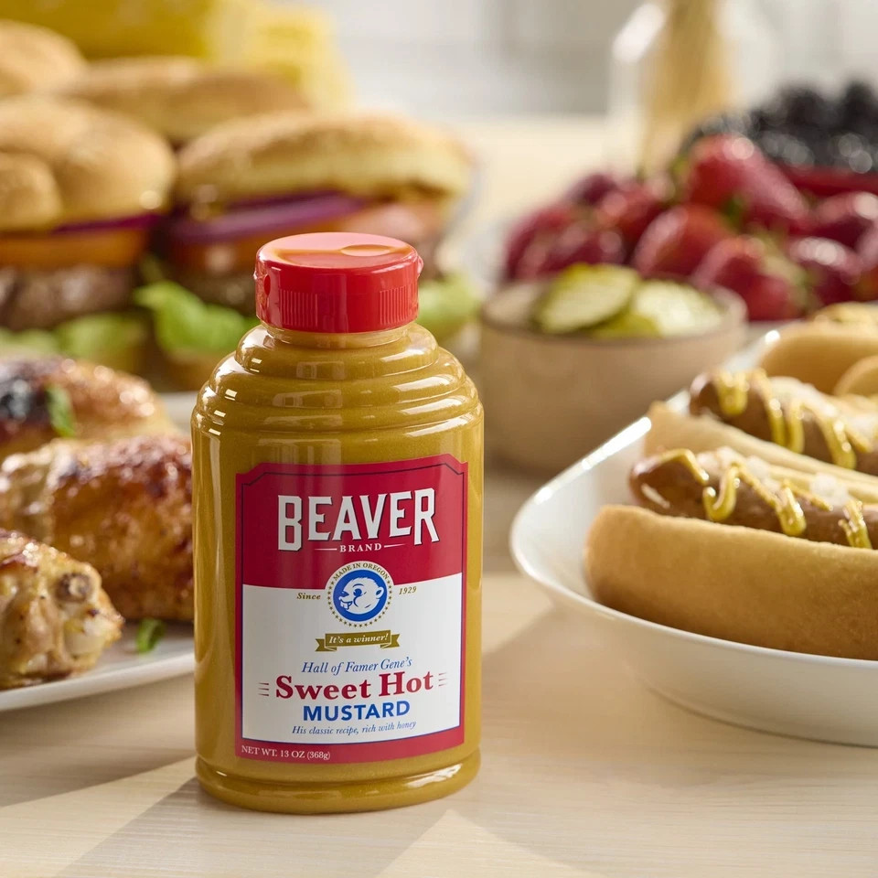 Beaver Brand Sweet Hot Mustard, 13 oz Bottle