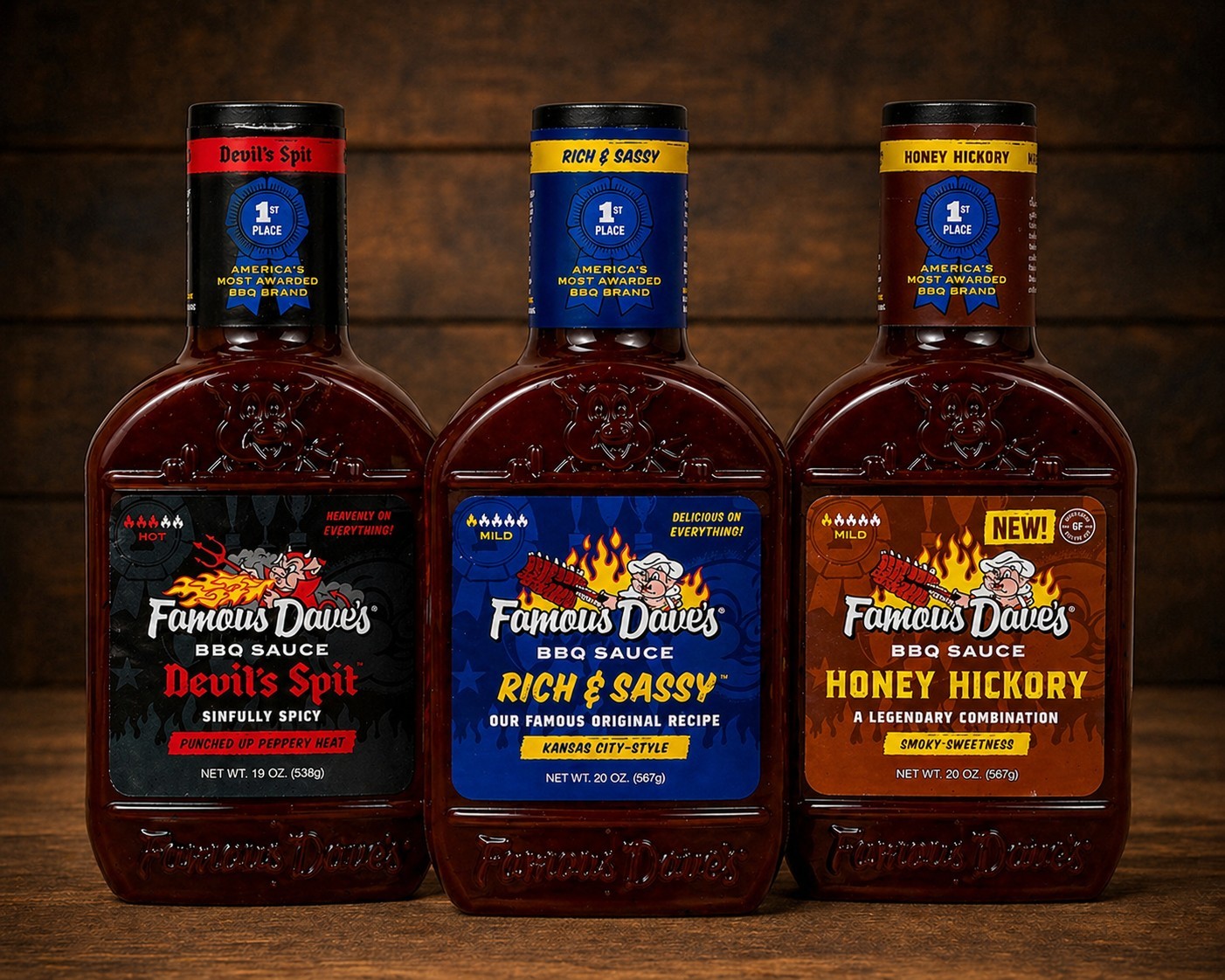 Famous Dave’s BBQ Sauce Variety Pack 3 Bottles Mix Flavors 19-20oz Set
