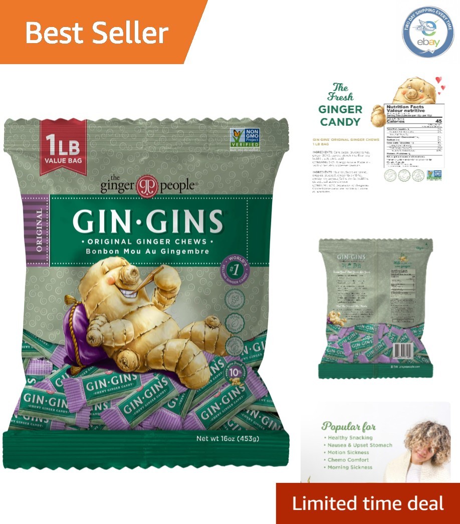 Convenient GIN GINS 1 lb Ginger Chews – Sweet, Natural Relief Anytime, Anywhere