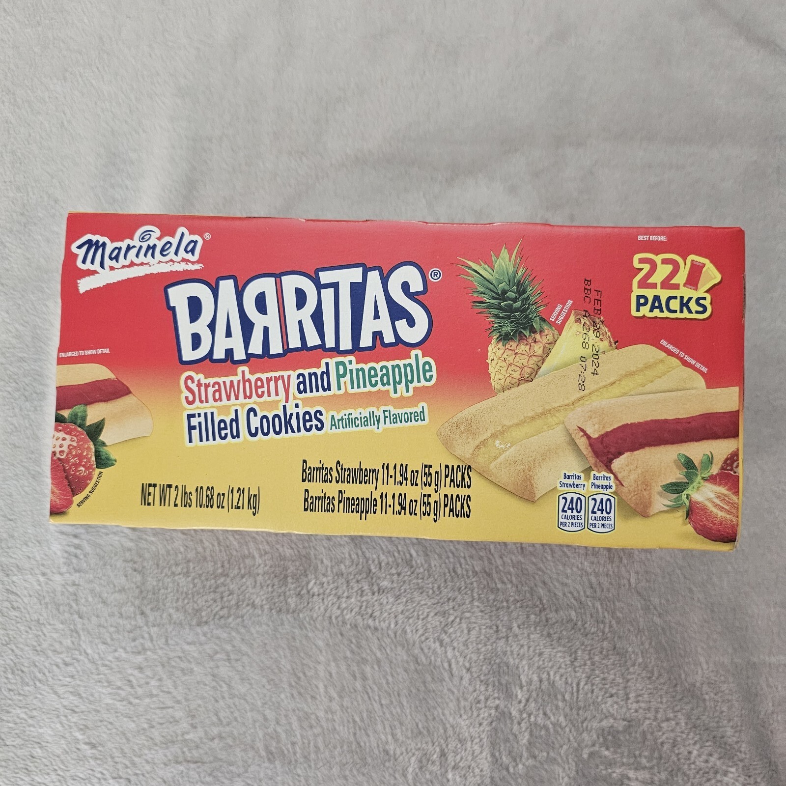 Marinela Barritas Strawberry And Pineapple Filled Cookies: 22 Packs
