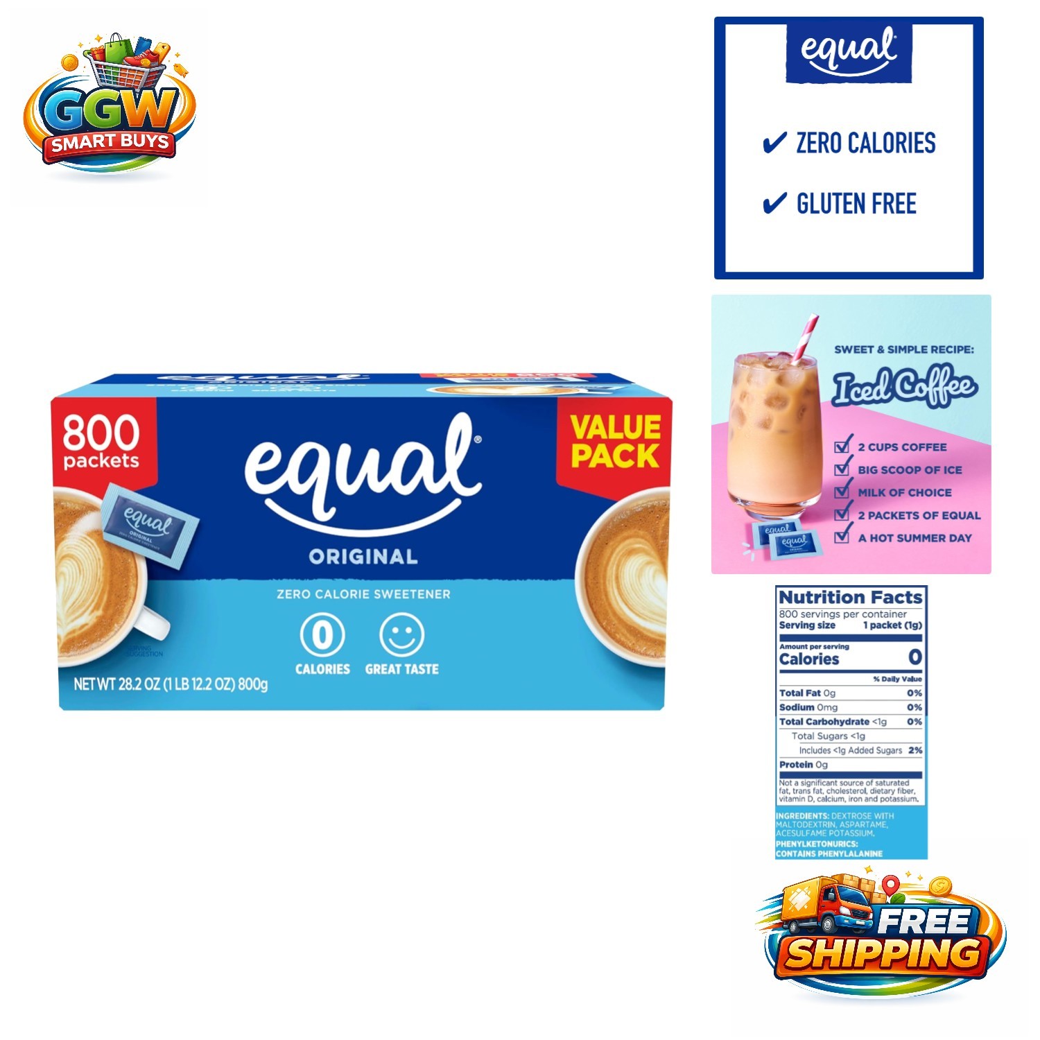 800 Count Zero Calorie Sweetener Packets – Aspartame & Acesulfame-K Blend