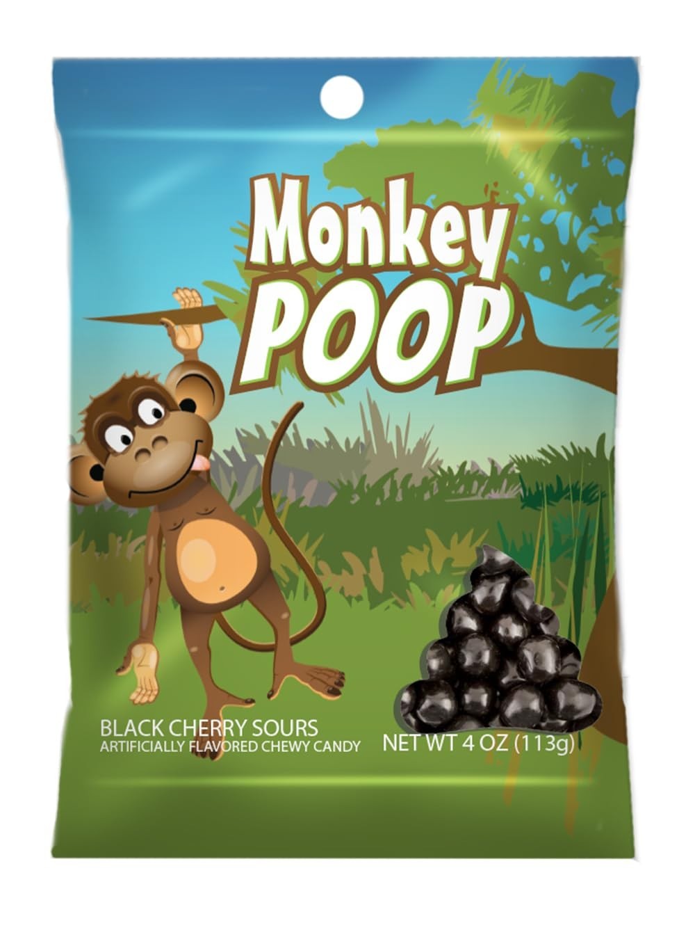 Monkey Poop Sour Black Cherry Chewy Candy 4 oz Funny Gag Gift Novelty NEW