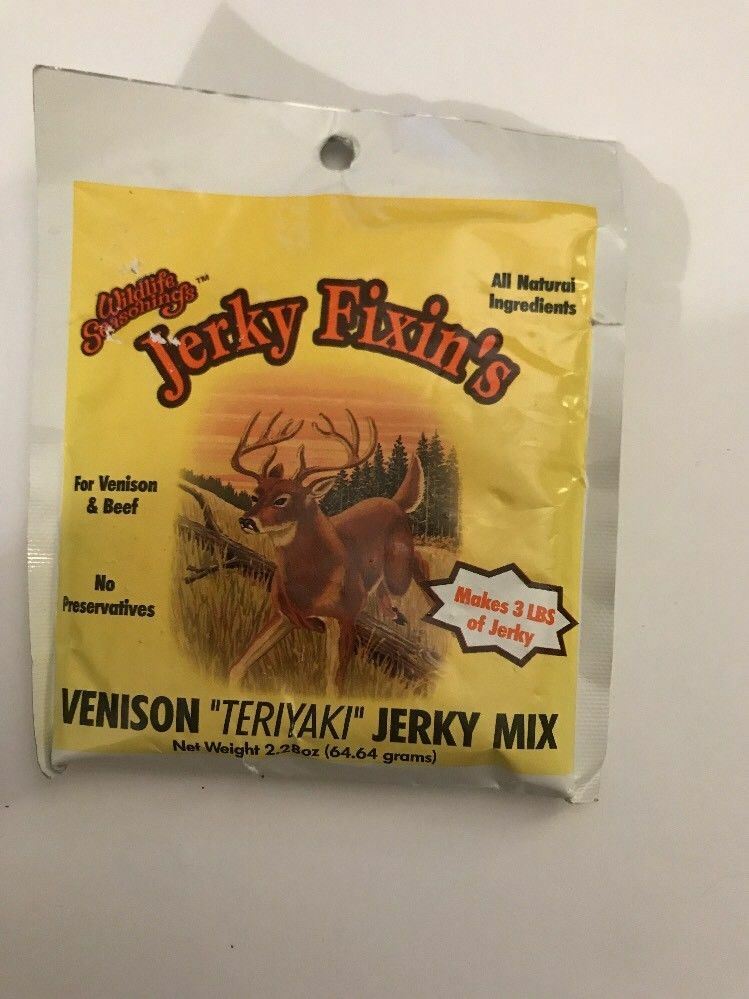 One packet Wildlife Seasonings Jerky Fixin’s Teriyaki Jerky Mix. Makes 3lbs
