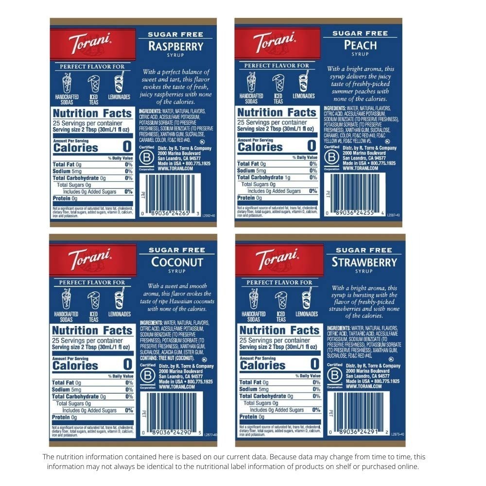 Torani Sugar Free Flavored Drink Syrup Variety Pack – 25.4 fl oz