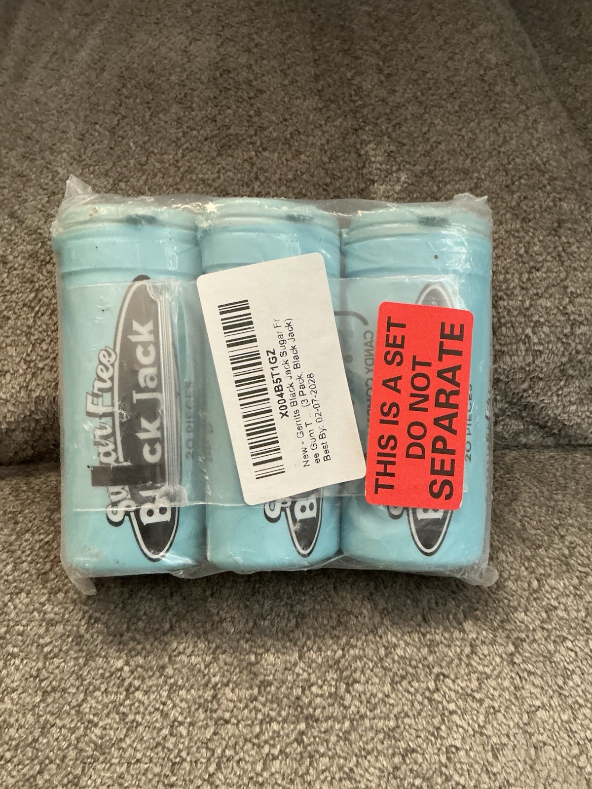 New Sugar Free Black Jack Gum, 3 Tubes Of 20 Pieces Each