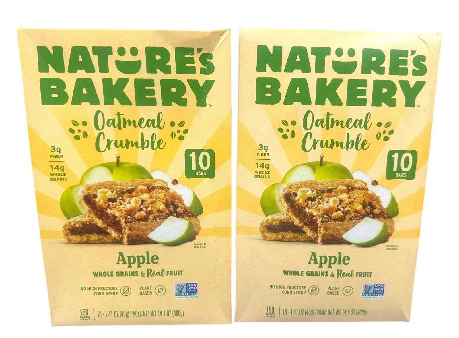 Nature’s Bakery Oatmeal Crumble Apple 14.1oz 2 Boxes 20 Bars Total – Free Ship