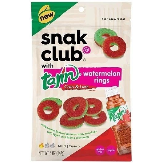 Snak Club Tajin Watermelon Rings Chili & Lime Gummy Snack 5 oz Bag