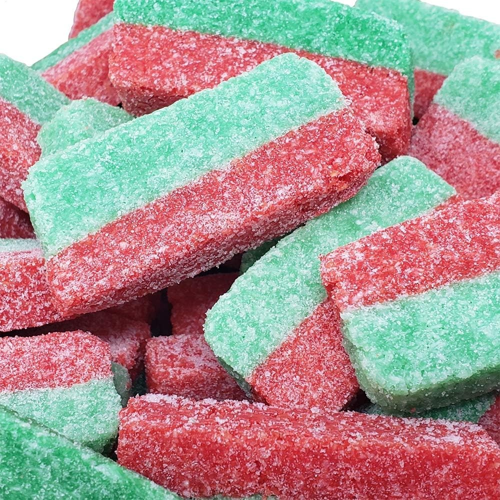 Watermelon Coconut Strips Red and Green, Sugar Coated, Coconut Slice Candy 1 LB