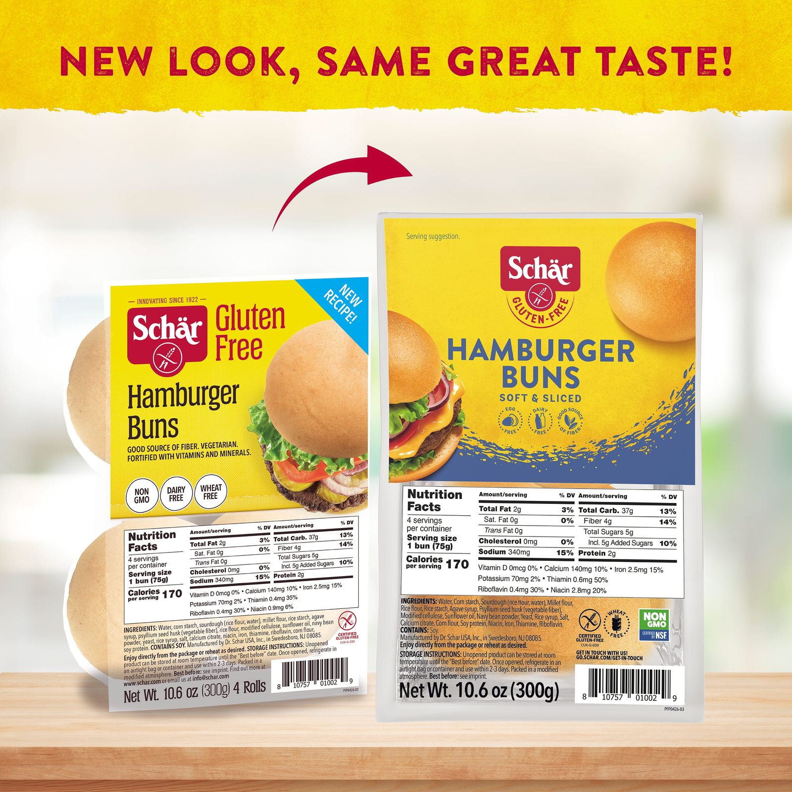 4 Count,Schar Gluten Free Hamburger Buns, 10.6 oz
