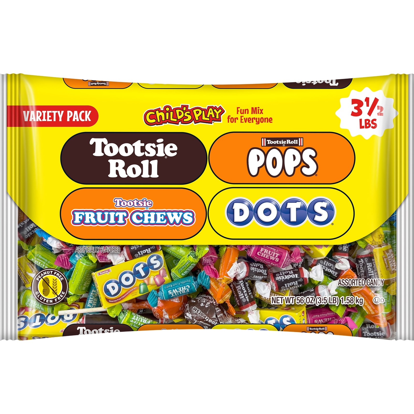 Tootsie Child’s Play, Assorted Candy, 56 oz. Individually Wrapped,Contains Milk