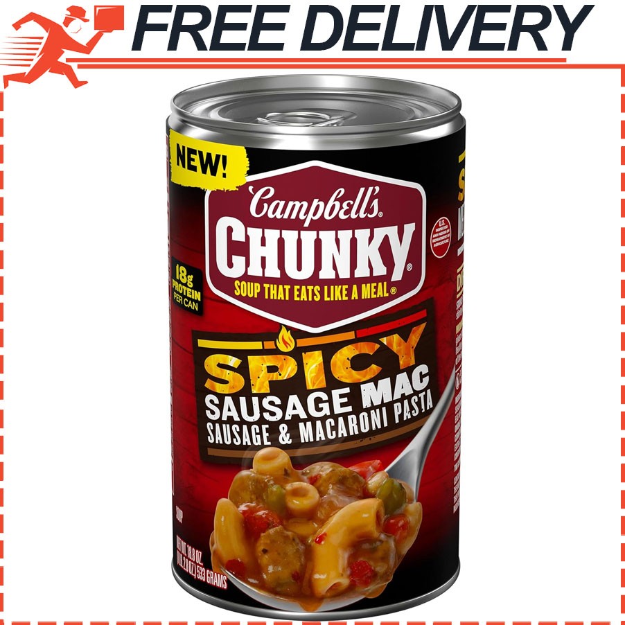 Campbell’s Chunky Spicy Sausage Macaroni Pasta Soup, 18.8 oz Can