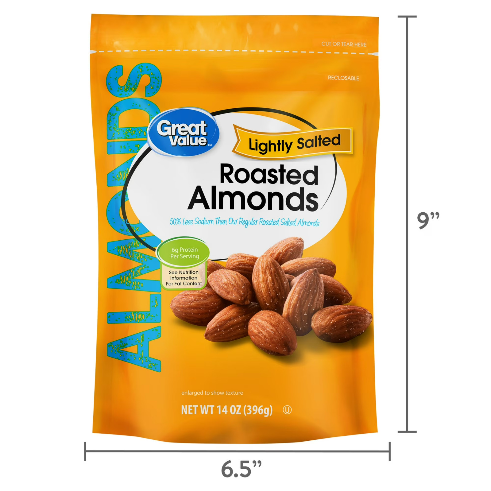 Great Value Oil Roasted Lightly Salted Almonds, 14 oz