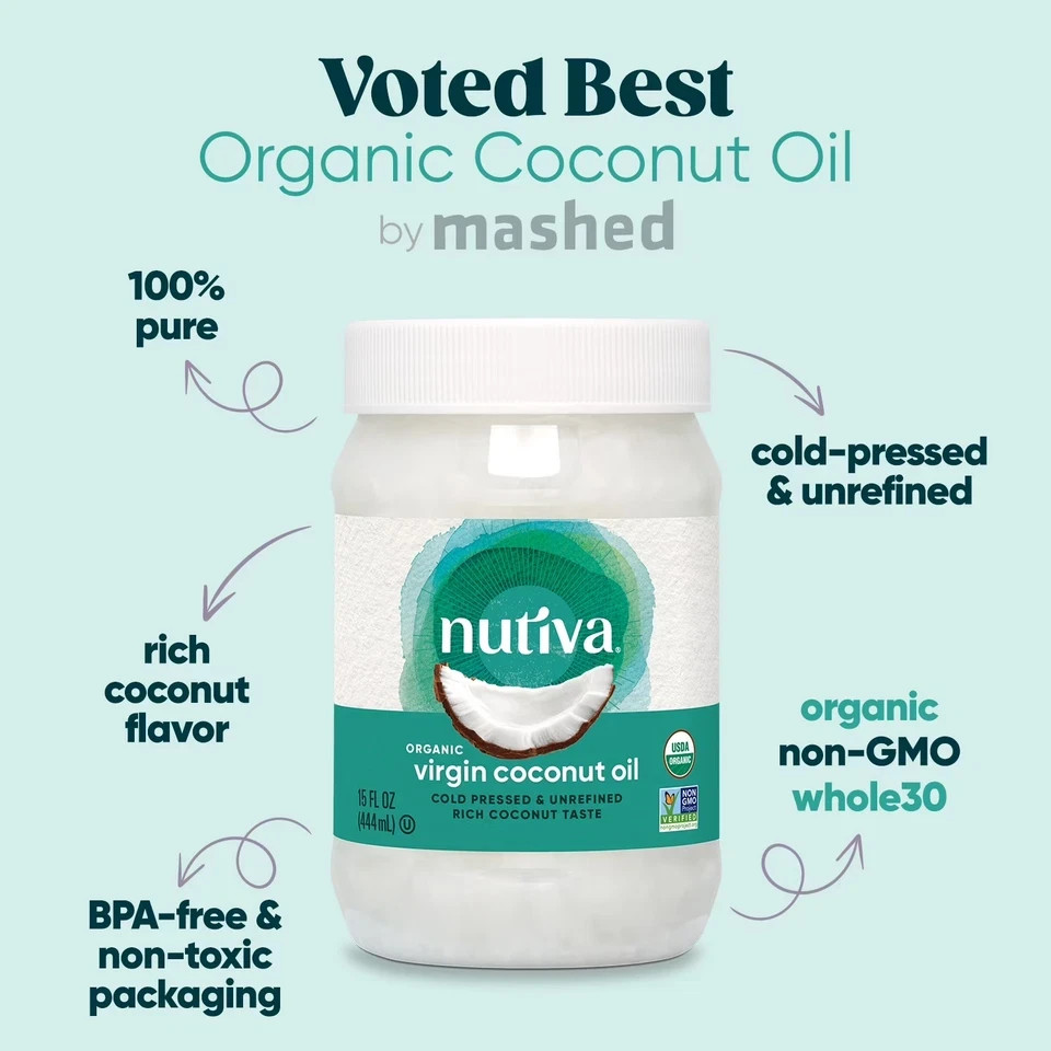 Nutiva Organic, Cold-Pressed, Unrefined, Virgin Coconut Oil from 15 Fluid Ounces
