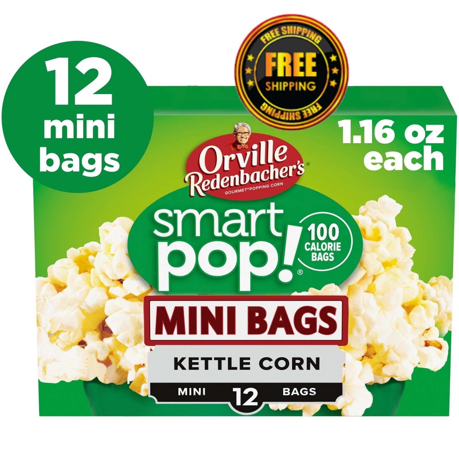 Orville Redenbacher’s SmartPop! Microwave Popcorn – Kettle Corn, 1.2 oz Bags, 12