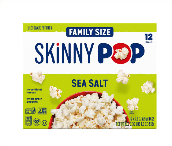 SkinnyPop Gluten-Free Sea Salt Microwave Popcorn Snack Multipack, 2.8 oz (12 cou