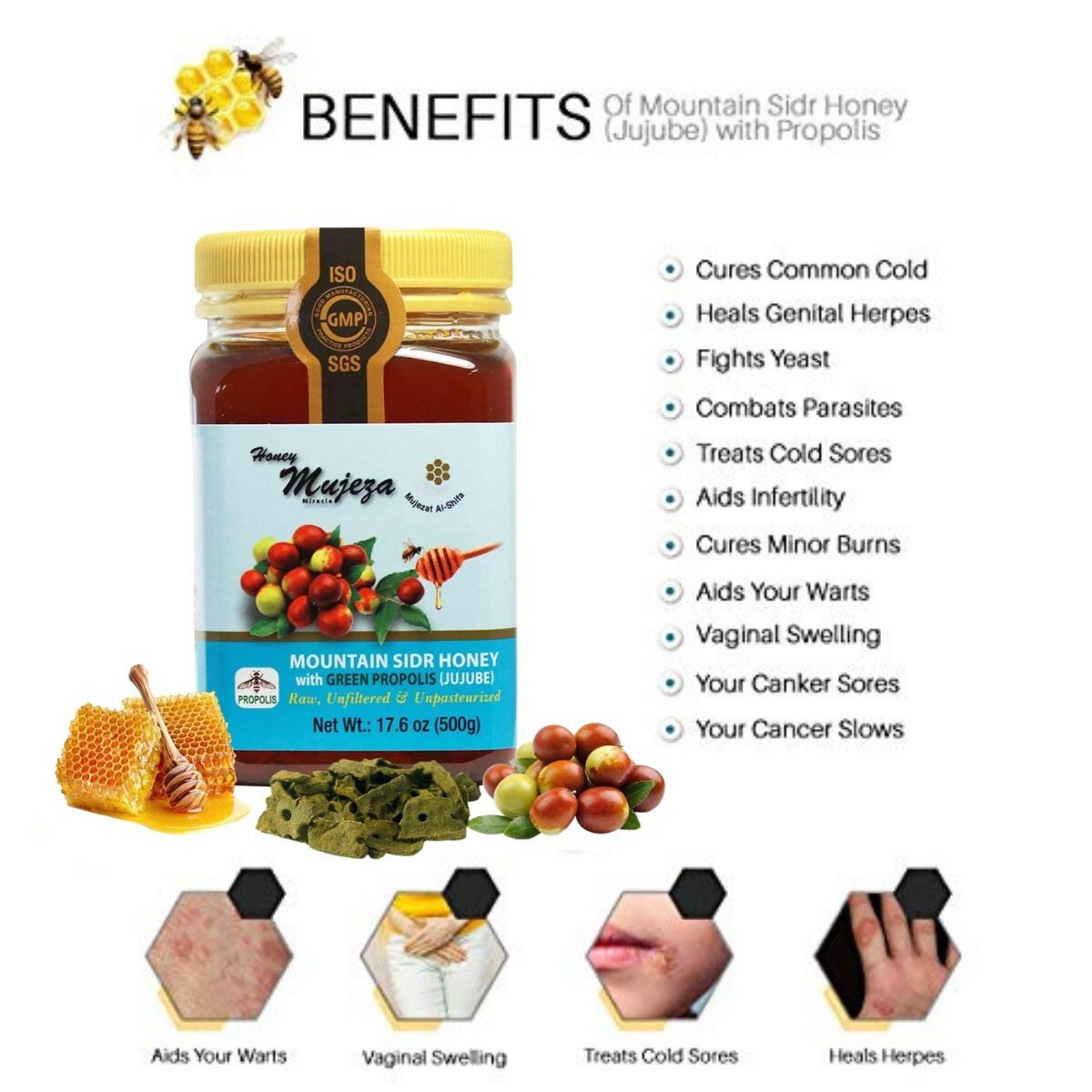 Authentic Mountain Sidr Honey with Propolis – 100% Natural Raw Honey 250g