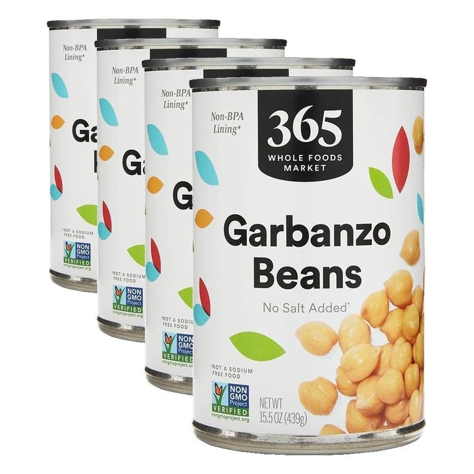 Whole Unsalted Garbanzo Beans – Pack of 4 Cans (15.5 Oz Each) – Nutritious Snack