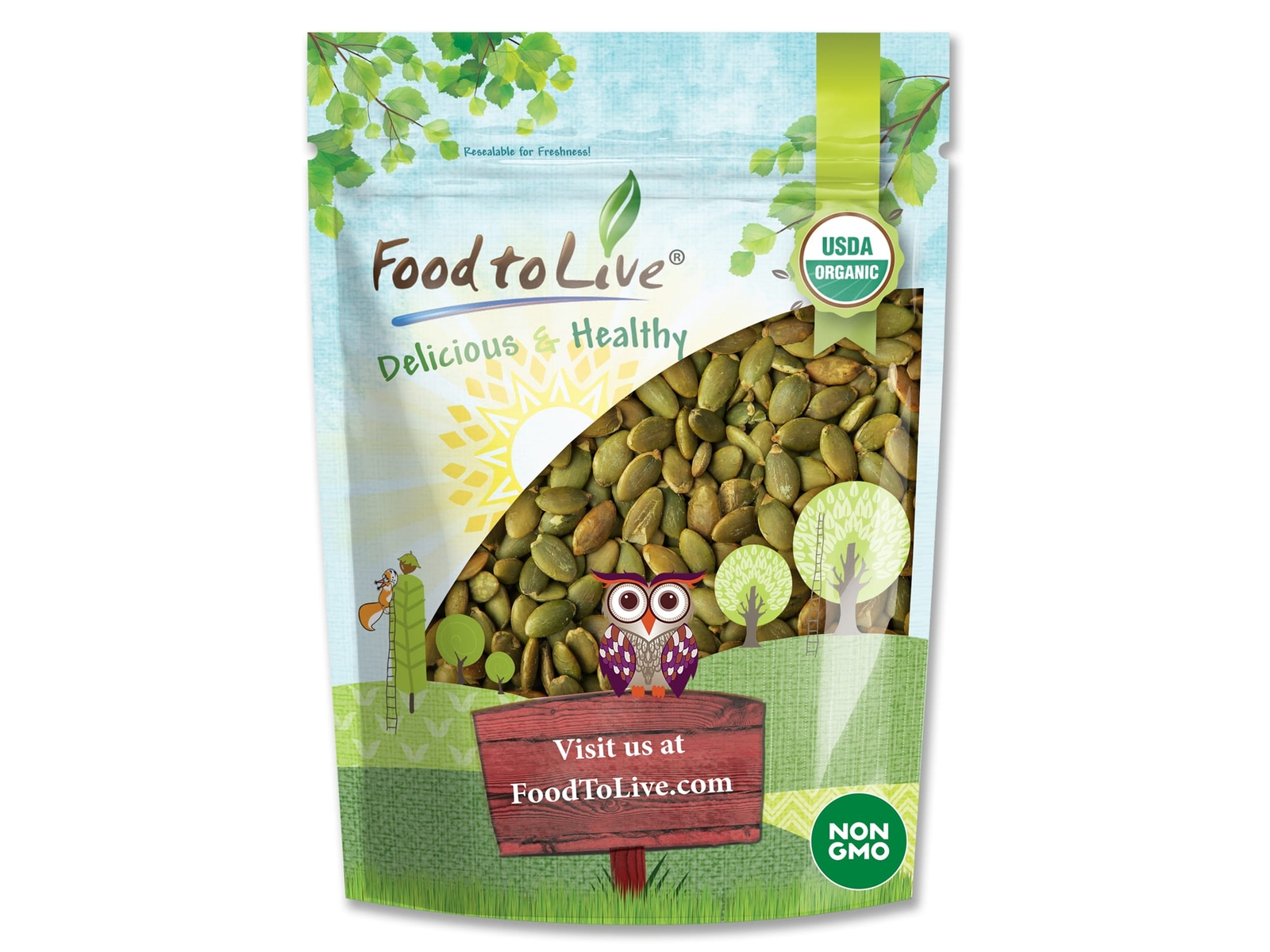 Organic Dry Roasted Pumpkin Seeds with Himalayan Salt— Non-GMO Kernels, Kosher