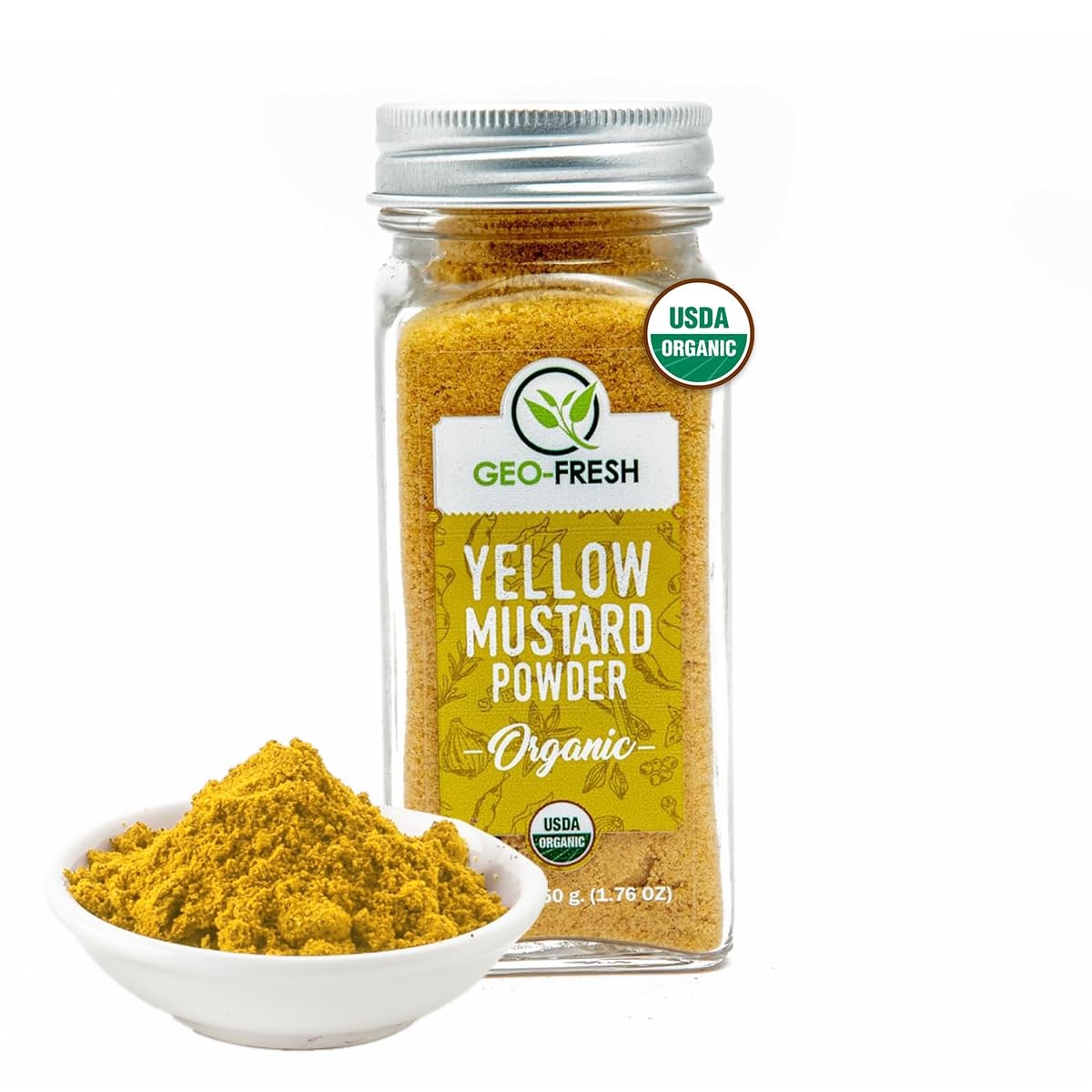 Geo-Fresh Organic Yellow Mustard Powder 1.76 oz – Dry Ounce (Pack of 1)