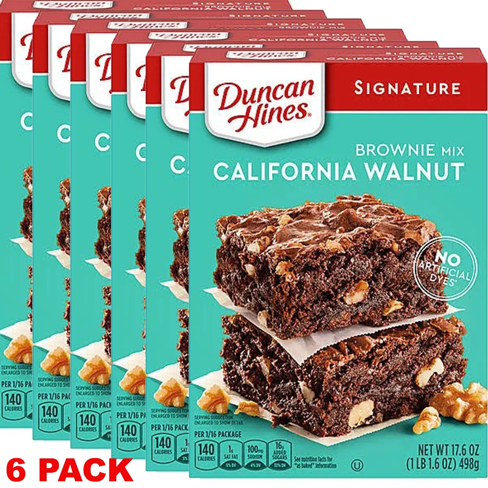 6x Duncan Hines SIGNATURE Brownie Mix California Walnut Premium 17.6 oz – 6 PACK