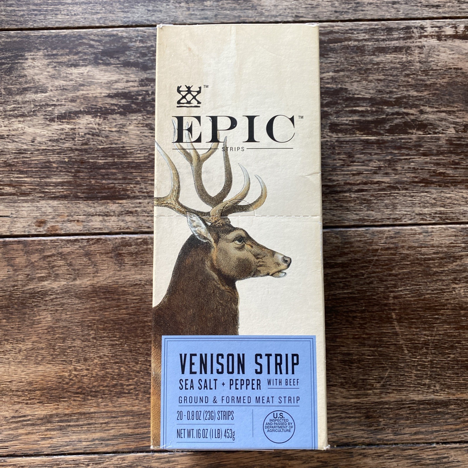 EPIC Venison Strips with Beef, Sea Salt and Pepper Keto 20-16 Ounce 07/30/26
