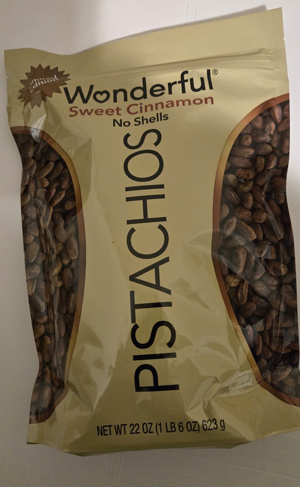 Wonderful Pistachios Sweet Cinnamon Limited Edition No Shells 22 Oz Exp 09/2026