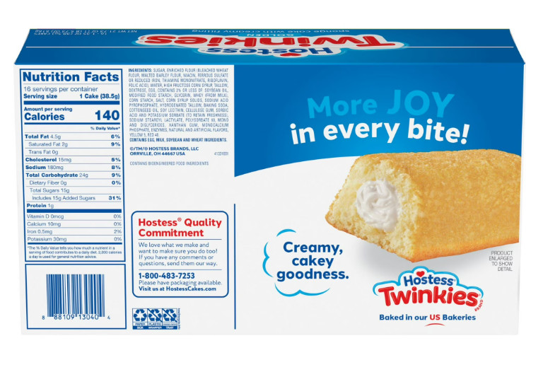 Hostess Twinkies Snack Cakes, Golden Sponge Cake with Crème Filling, 21.73 oz Bo