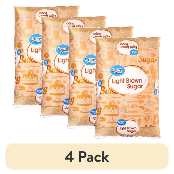 (4 pack) Great Value Light Brown Sugar, 32 oz, Free Shipping…