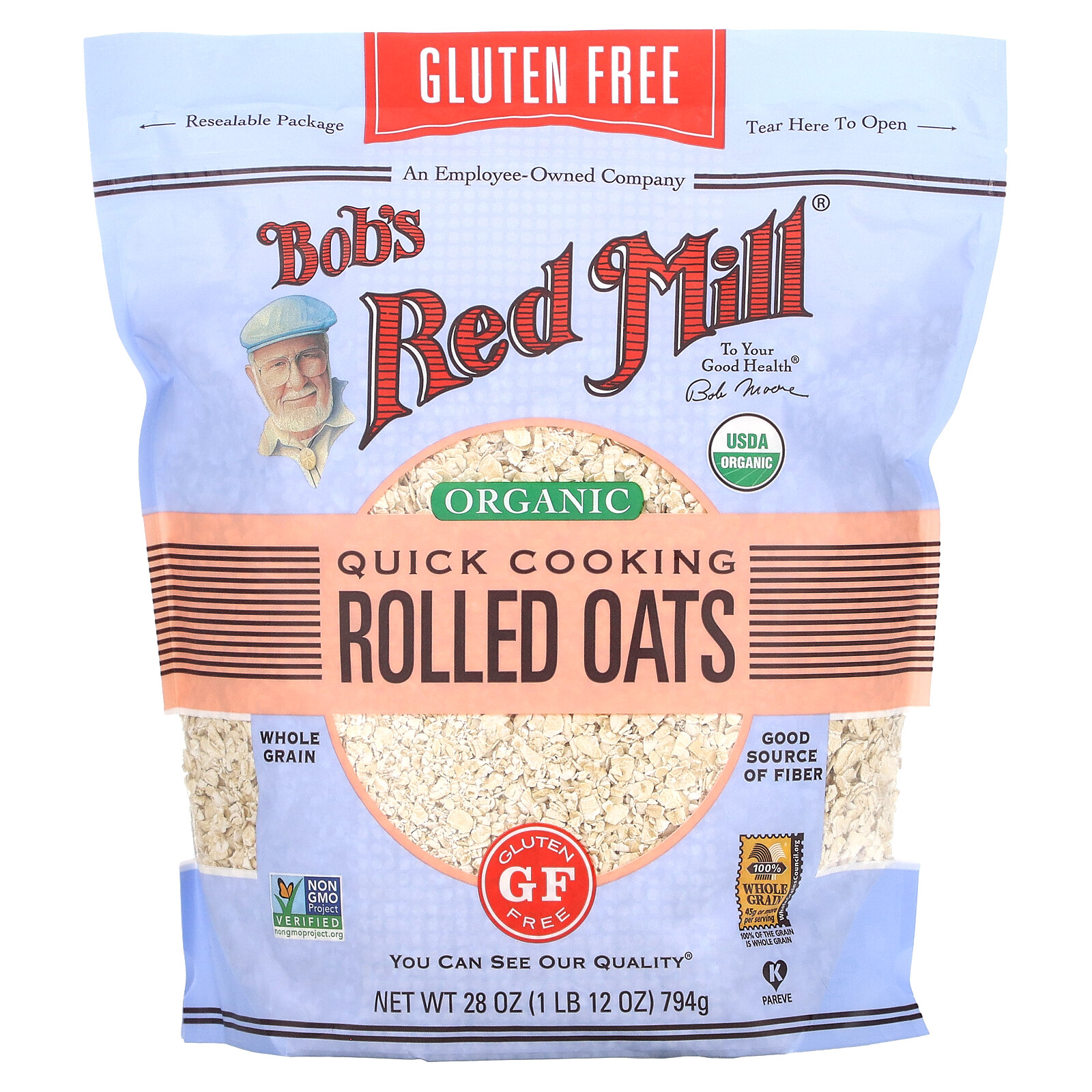 Organic Quick Cooking Rolled Oats, 1 lb 12 oz (794 g)
