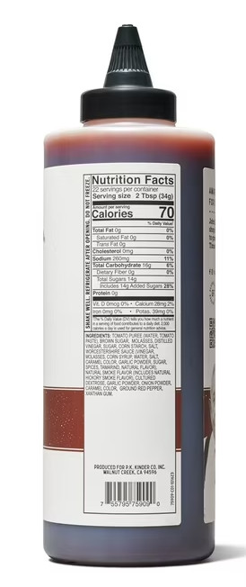 2PACK Kinder’s Hickory Brown Sugar BBQ Sauce, 27 oz. Sweet and smoky