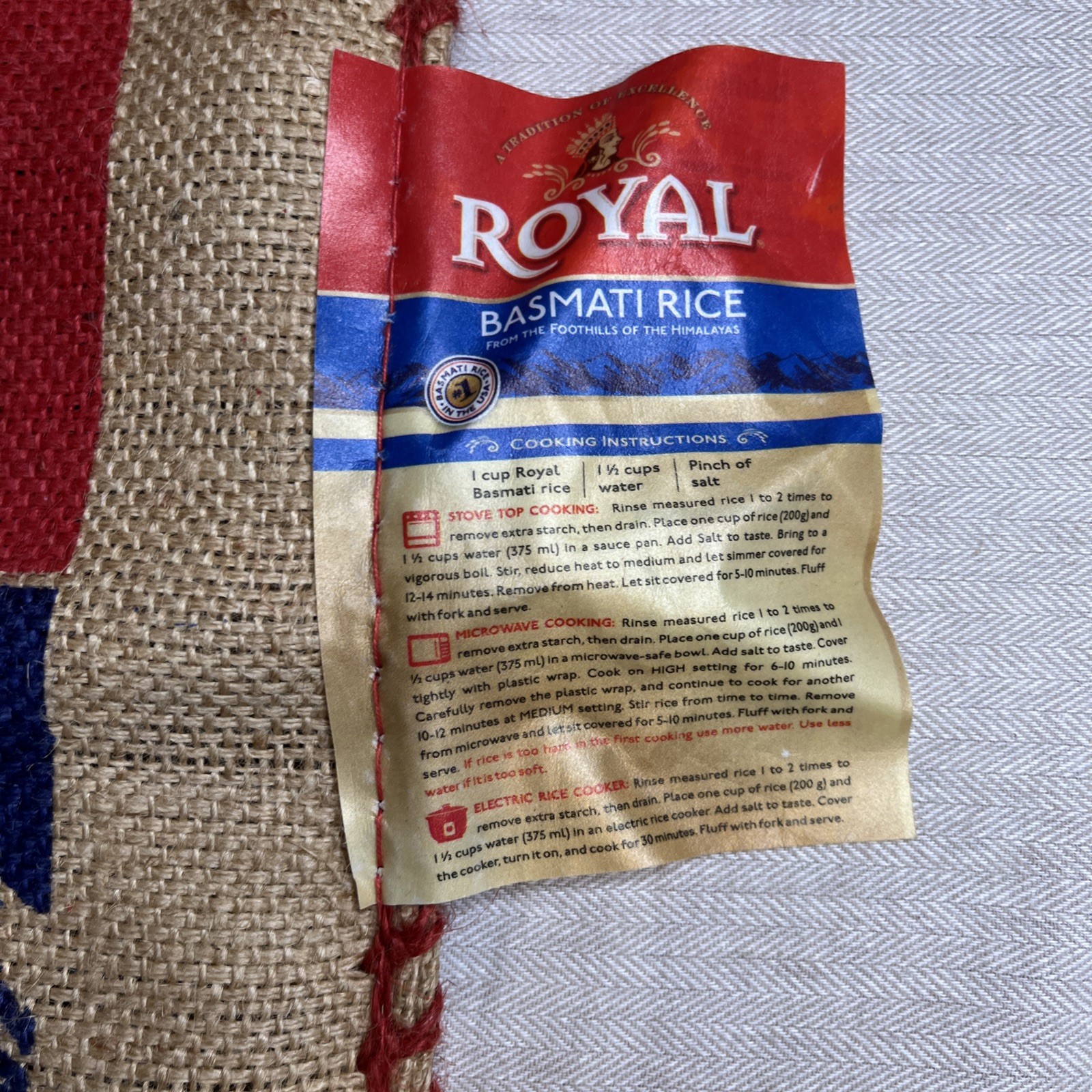 Authentic Royal Naturally Aged Long Grain Indian White Basmati Rice, 20 lb. Bag