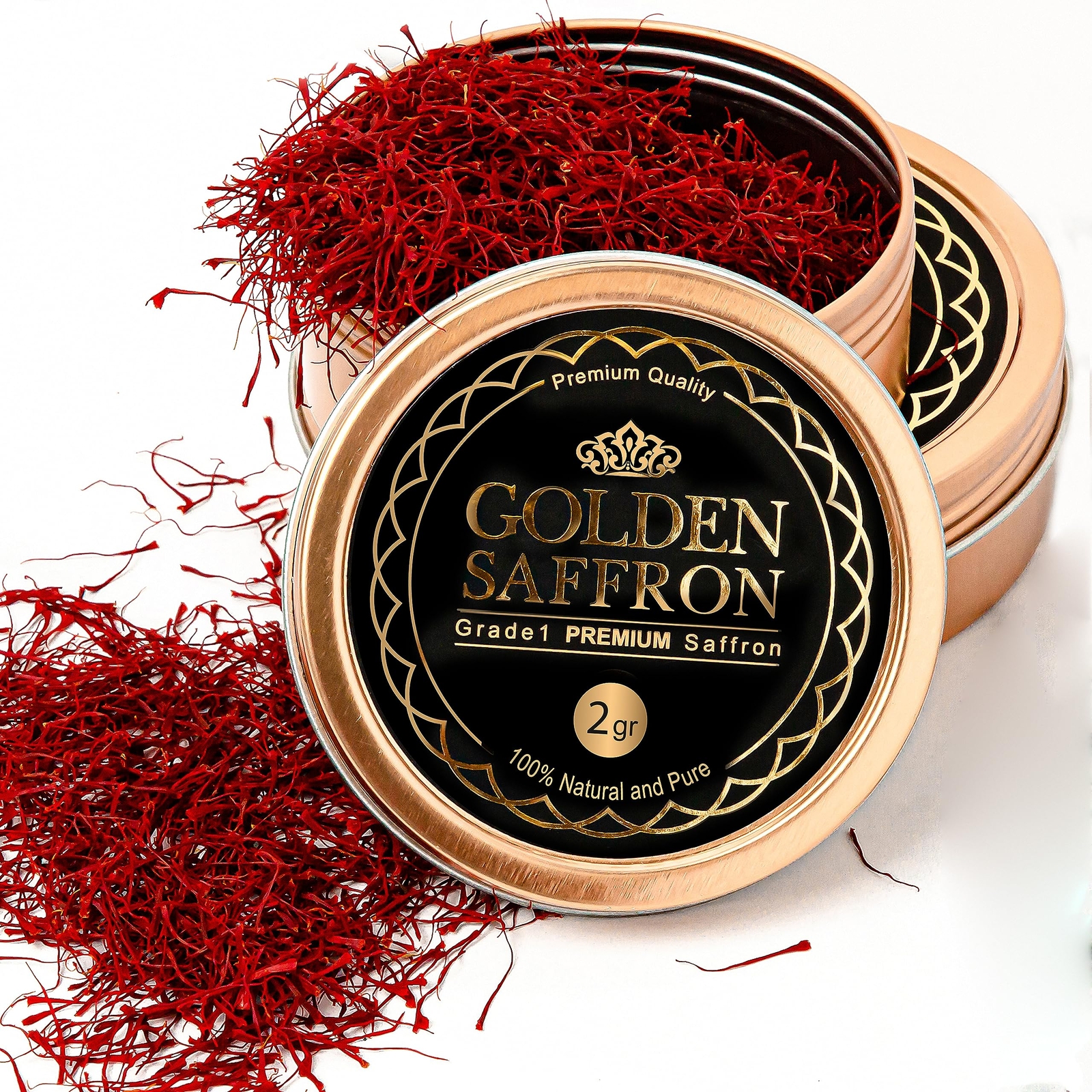 Golden Saffron Finest Pure Premium All Red Saffron Threads Grade A+ Super Neg…