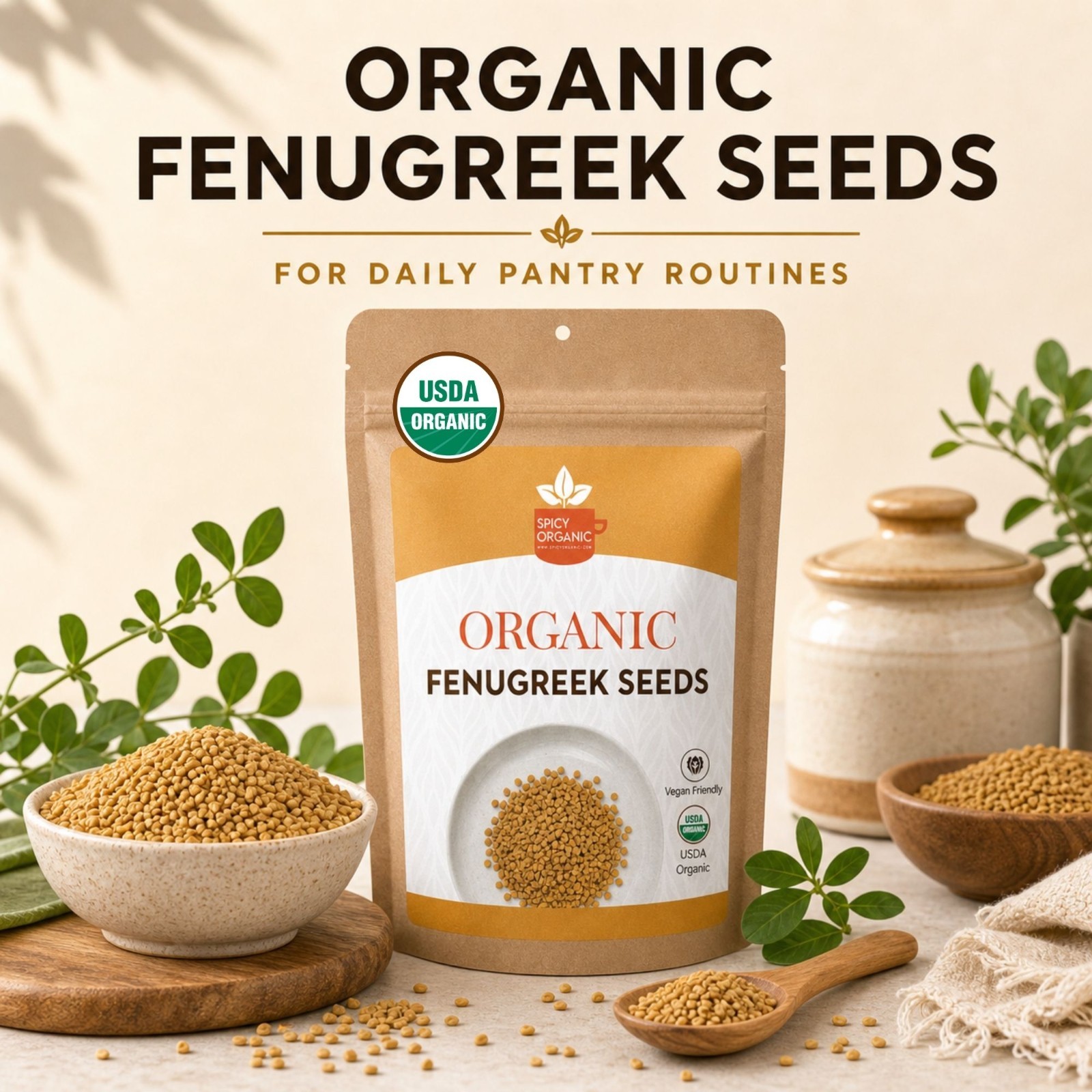 Spicy Organic Fenugreek Seeds 5 lbs | USDA Organic