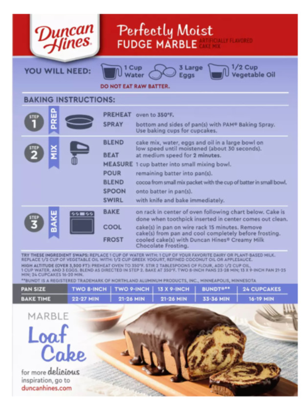 Duncan Hines Signature Perfectly Moist Fudge Marble Cake Mix 15.25 oz (2 BOXES)