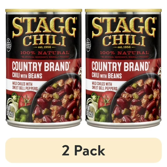 (2 pack) STAGG COUNTRY BRAND Chili with Beans, Canned Chili, Shelf-Stable, 15 oz