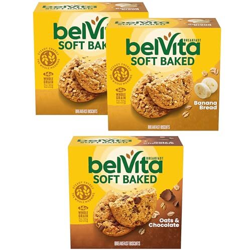 belVita Soft Baked Breakfast Biscuits Variety Pack 15 Total Packs Banana Oats