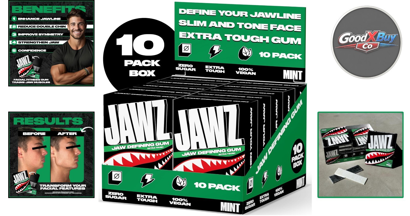 Sugar Free Mint Jawline Chewing Gum 4- Supply Facial Exerciser for Men Women